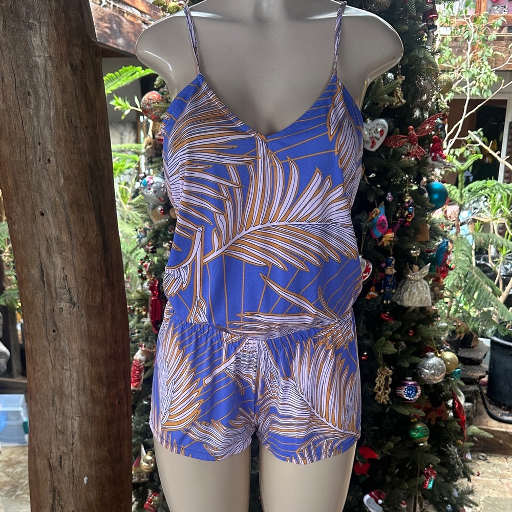Maaji Blue and Gold Leaf Print Women's Shorts